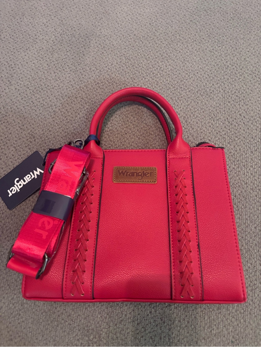Wrangler Red Structured Crossbody Satchel with Detachable Strap
